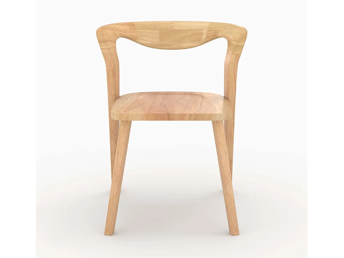 Silla de madera de caucho claro, respaldo curvado - Vega