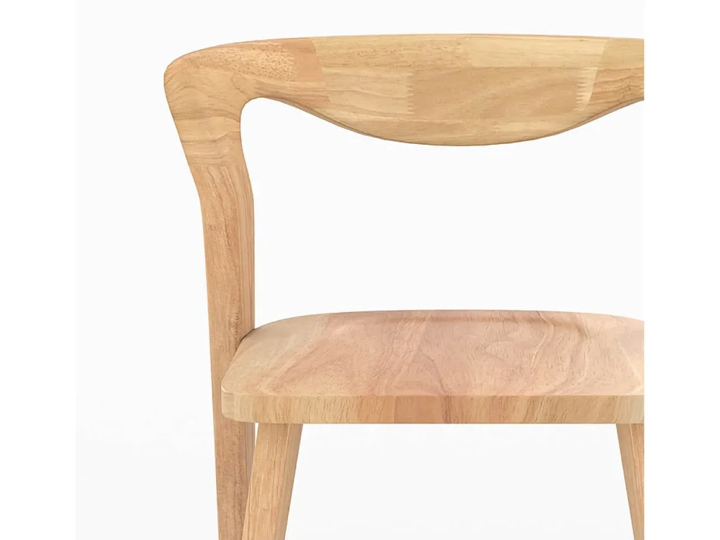 Silla de madera de caucho claro, respaldo curvado - Vega