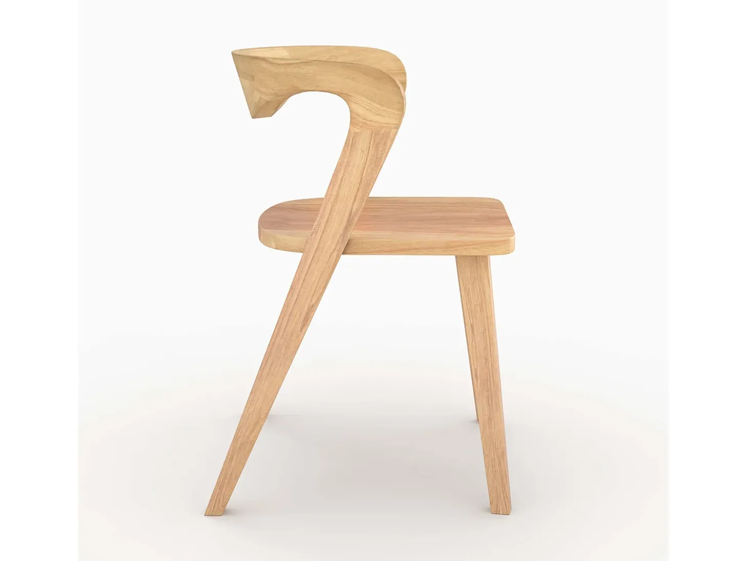 Silla de madera de caucho claro, respaldo curvado - Vega