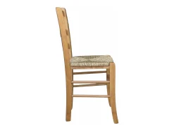 Silla de madera de Venecia con asiento de paja de nogal claro