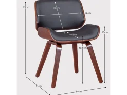 Silla de madera oscura de nogal con cojín de polipiel - Nordic - Negro