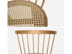 Silla de madera y caña, set de 2 natural
