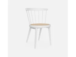 Silla de madera y caña, set de 2 blanco