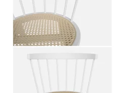 Silla de madera y caña, set de 2 blanco