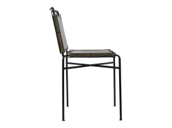 Silla de metal tapizada en cuero, marrón
