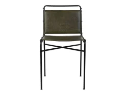 Silla de metal tapizada en cuero, marrón