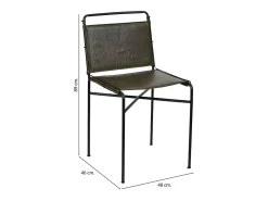 Silla de metal tapizada en cuero, marrón