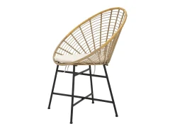 Silla de metal y ratán con cojín blanco boho chic Panama