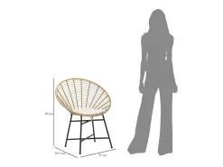 Silla de metal y ratán con cojín blanco boho chic Panama