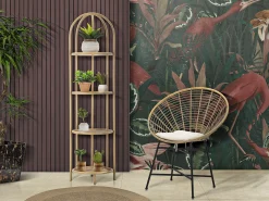 Silla de metal y ratán con cojín blanco boho chic Panama