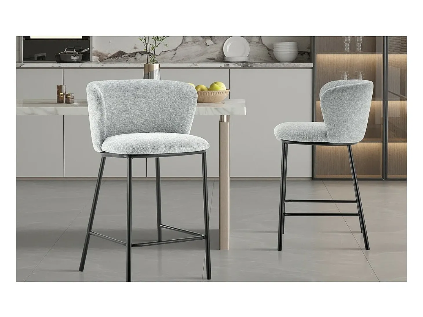 Silla de mostrador 'Arthus' Tela Gris claro, dimensiones: H88.5 x L53 x P50.5 cm
