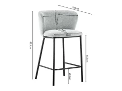 Silla de mostrador 'Arthus' Tela Gris claro, dimensiones: H88.5 x L53 x P50.5 cm