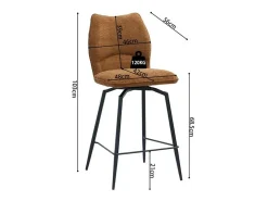 Silla de mostrador giratoria CROFT – Tela marrón óxido – Patas de metal negro – Altura 103 cm – Estilo diseño/industrial
