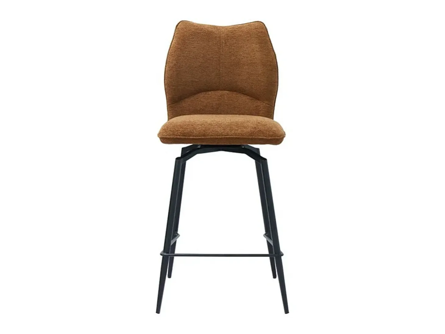 Silla de mostrador giratoria CROFT – Tela marrón óxido – Patas de metal negro – Altura 103 cm – Estilo diseño/industrial
