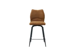 Silla de mostrador giratoria CROFT – Tela marrón óxido – Patas de metal negro – Altura 103 cm – Estilo diseño/industrial