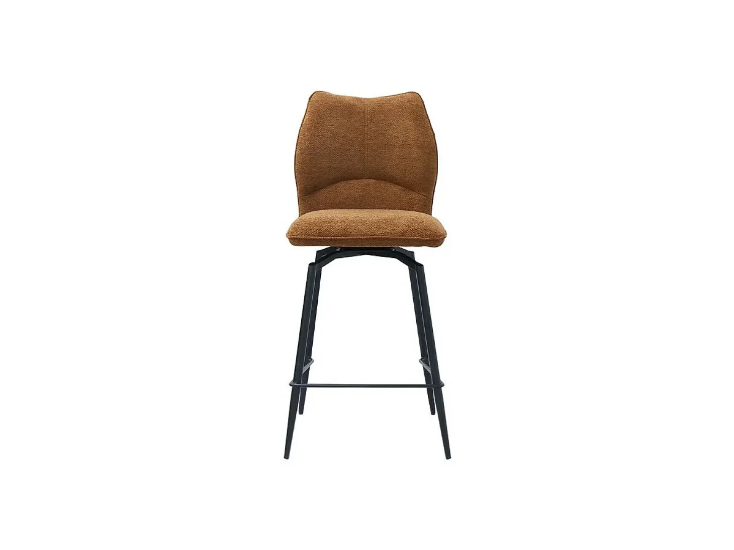 Silla de mostrador giratoria CROFT – Tela marrón óxido – Patas de metal negro – Altura 103 cm – Estilo diseño/industrial