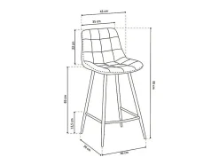 Silla de mostrador JUTE – Terciopelo topo – Patas de metal – Altura 95 cm – Estilo contemporáneo
