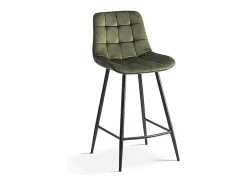 Silla de mostrador JUTE – Terciopelo verde – Patas de metal – Altura 95 cm – Estilo elegante