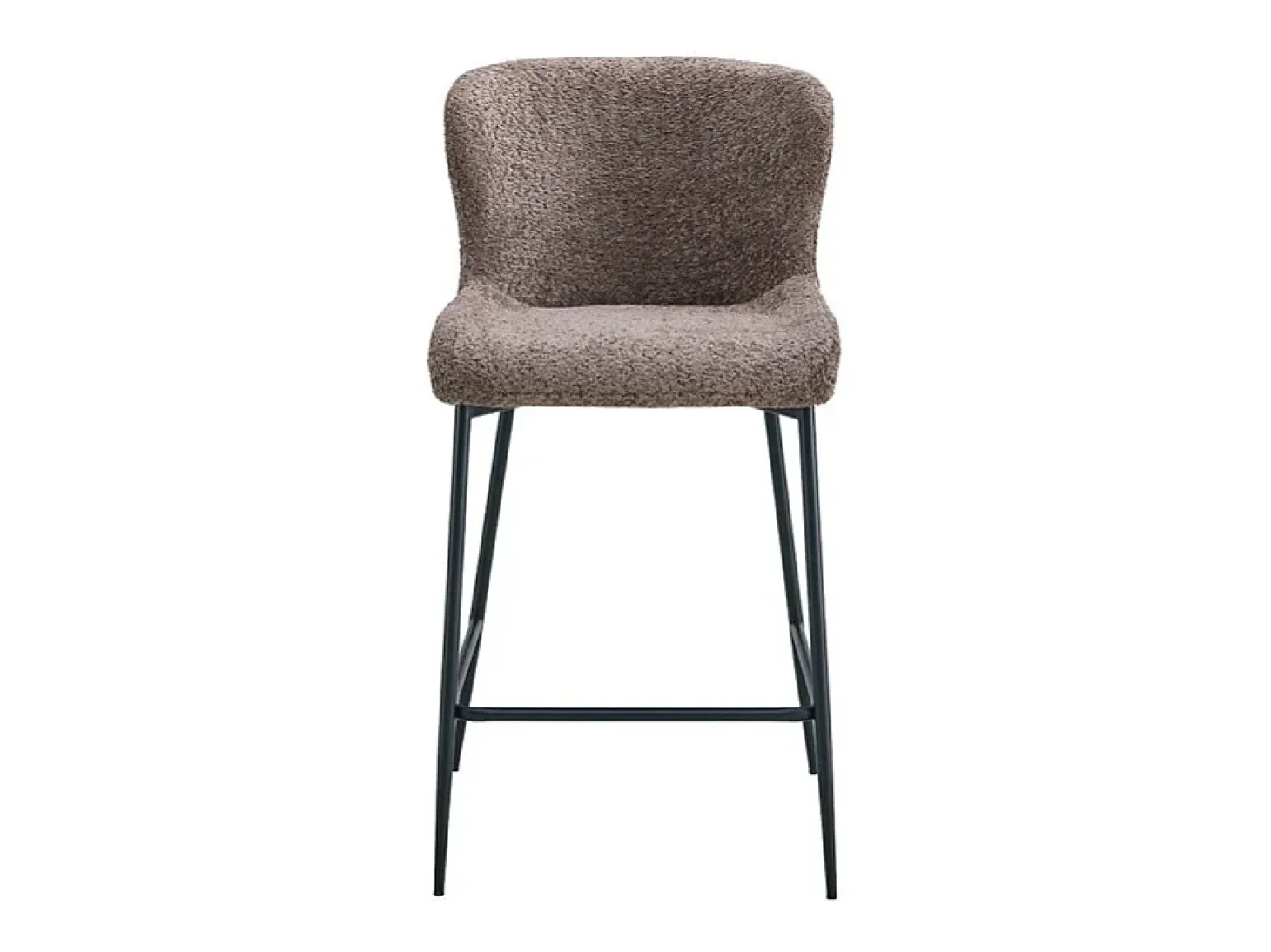Silla de mostrador LISE – Tela rizada color arena – Patas de metal negro – Estilo diseño/industrial
