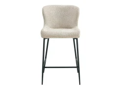 Silla de mostrador LISE – Tela rizada beige – Patas de metal negro - Estilo diseño/industrial