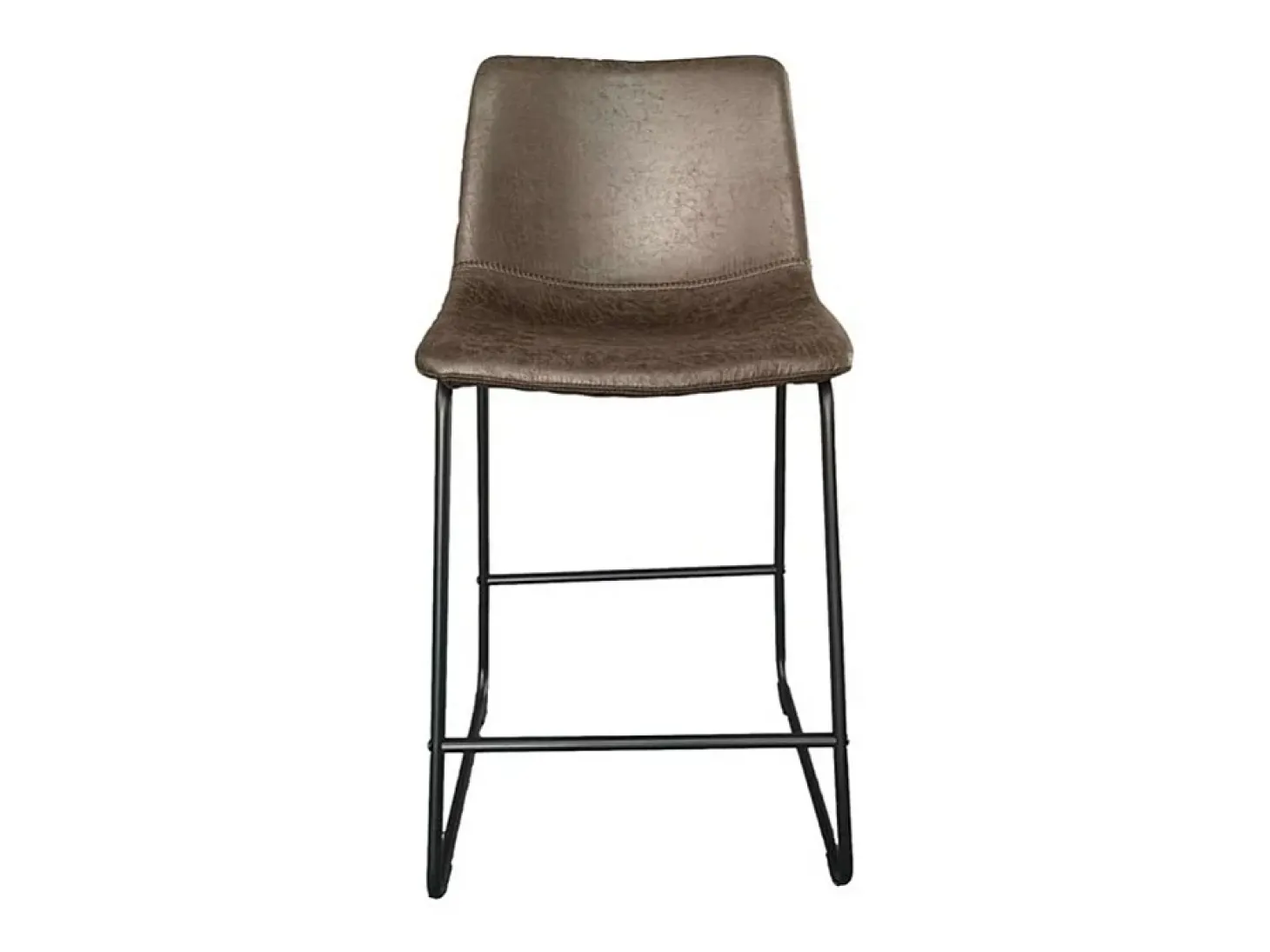 Silla de mostrador MANCO - PU marrón oscuro - Patas de metal - Altura 93 cm - Estilo vintage