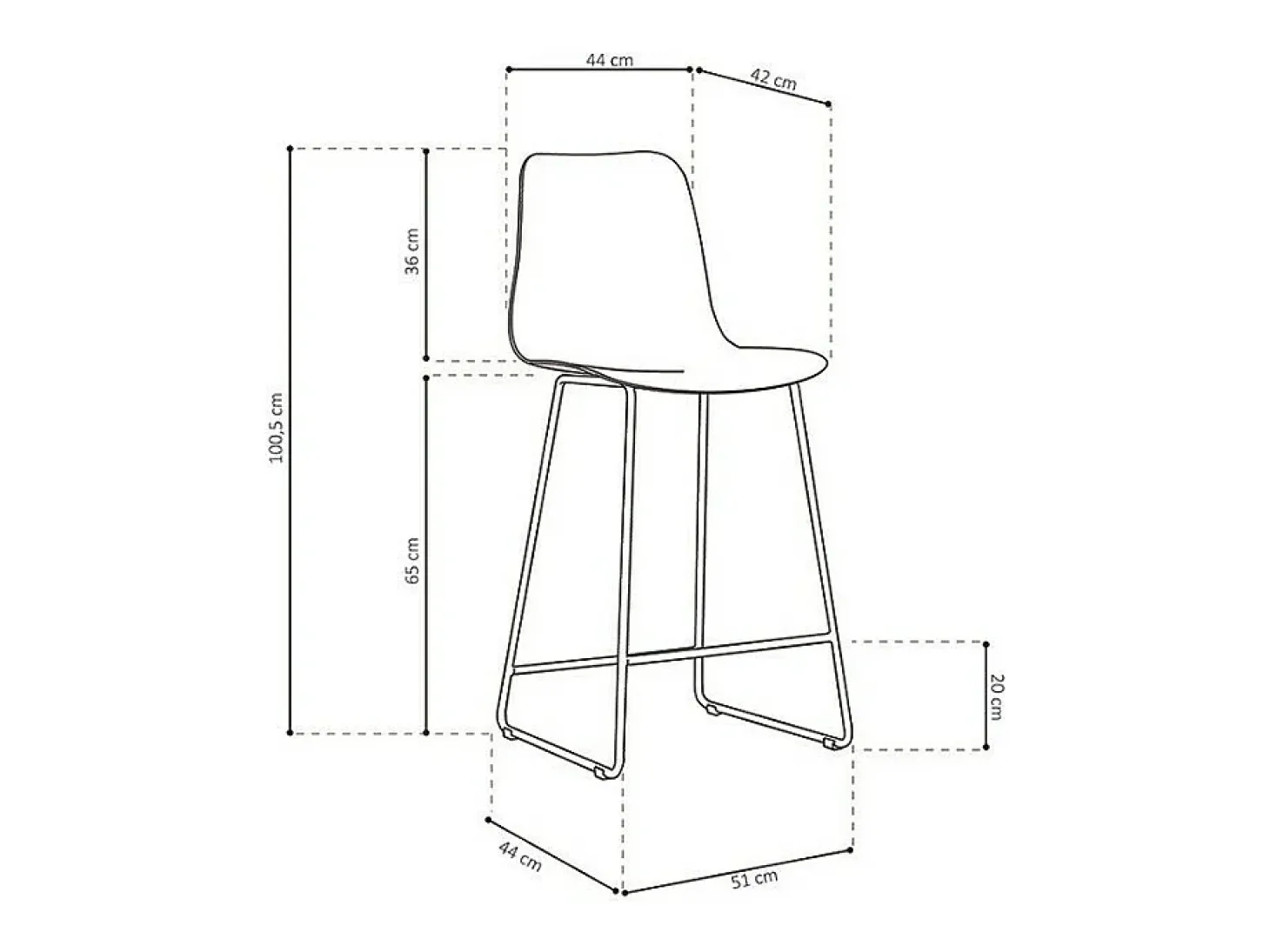 Silla de mostrador 'Mario' PP Terracota, dimensiones: H100.5 x L51 x P44cm