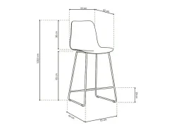 Silla de mostrador MARIO – PP verde grisáceo – Patas de metal – Altura 100,5 cm – Estilo moderno