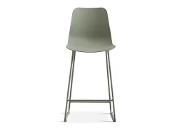 Silla de mostrador MARIO – PP verde grisáceo – Patas de metal – Altura 100,5 cm – Estilo moderno