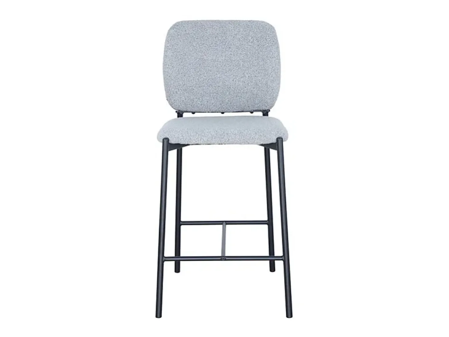 Silla de mostrador RITA – Tela gris claro – Patas de metal negro – Altura 99 cm – Estilo diseño/industrial