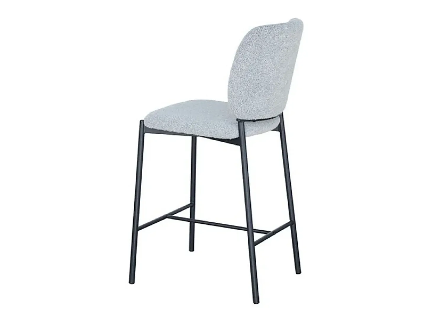 Silla de mostrador RITA – Tela gris claro – Patas de metal negro – Altura 99 cm – Estilo diseño/industrial