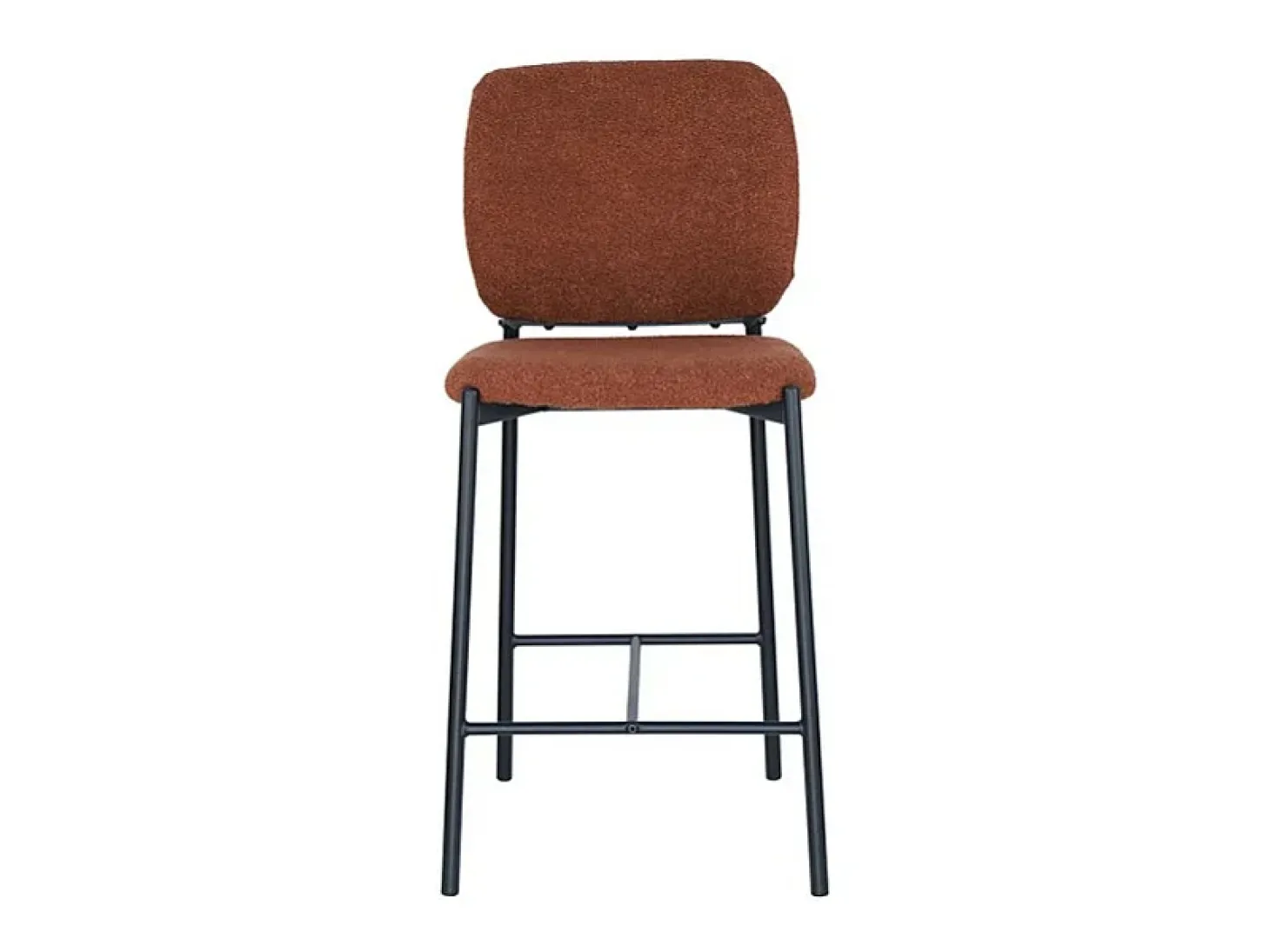 Silla de mostrador RITA – Tela marrón óxido – Patas de metal negro – Altura 99 cm – Estilo diseño/industrial