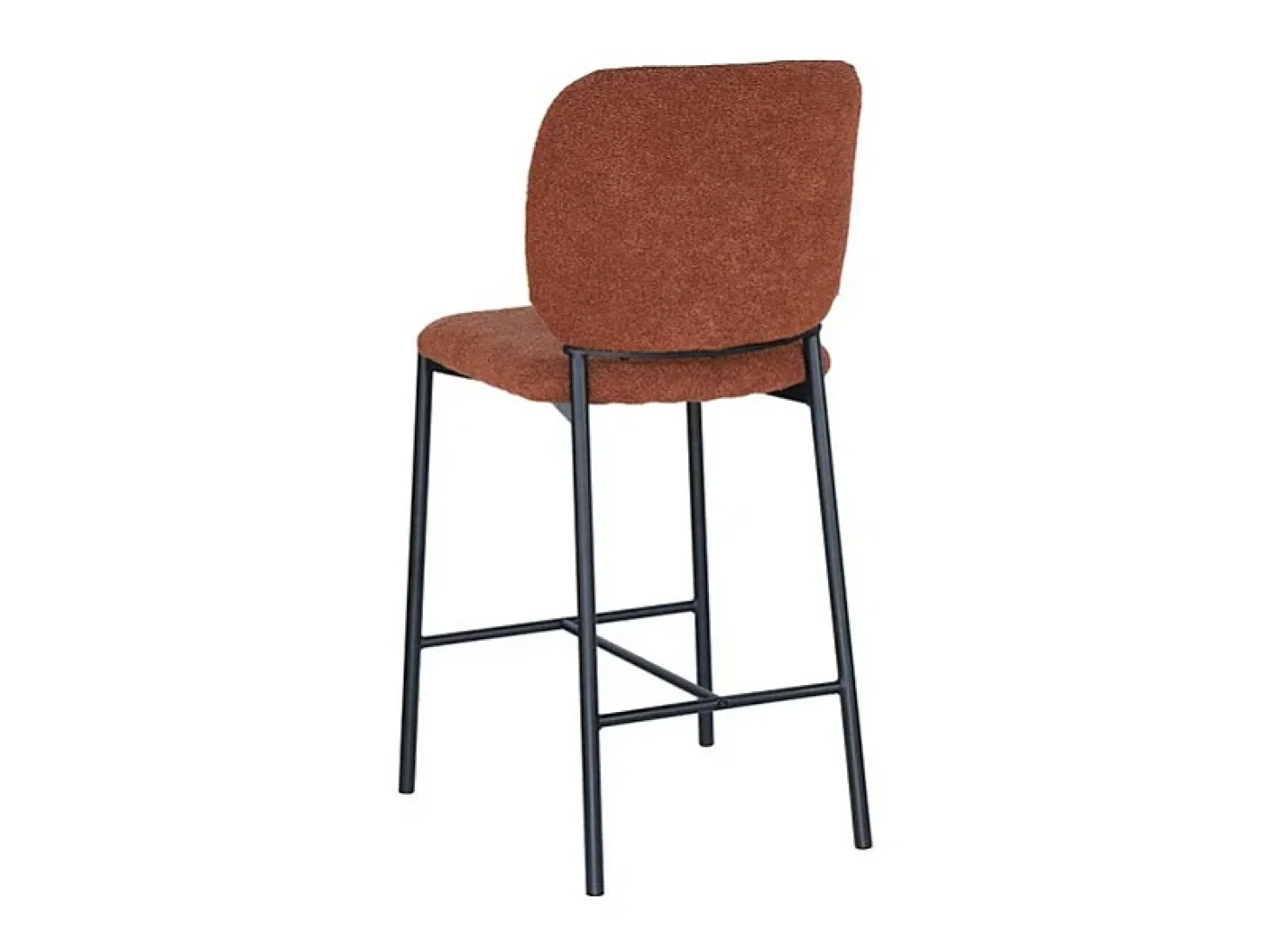 Silla de mostrador RITA – Tela marrón óxido – Patas de metal negro – Altura 99 cm – Estilo diseño/industrial