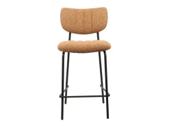 Silla de mostrador VENTURA – Tela naranja – Patas de metal negro – Altura 97 cm – Estilo diseño/industrial
