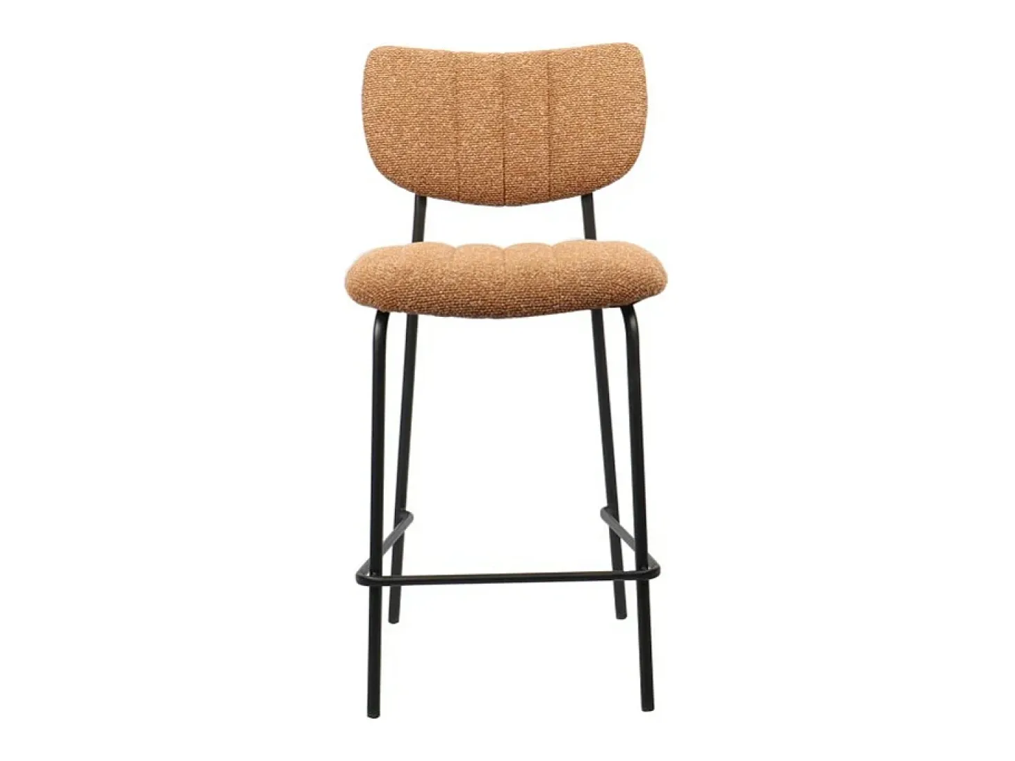 Silla de mostrador VENTURA – Tela naranja – Patas de metal negro – Altura 97 cm – Estilo diseño/industrial