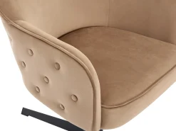 Silla de oficina de terciopelo beige y metal negro - CAPULI