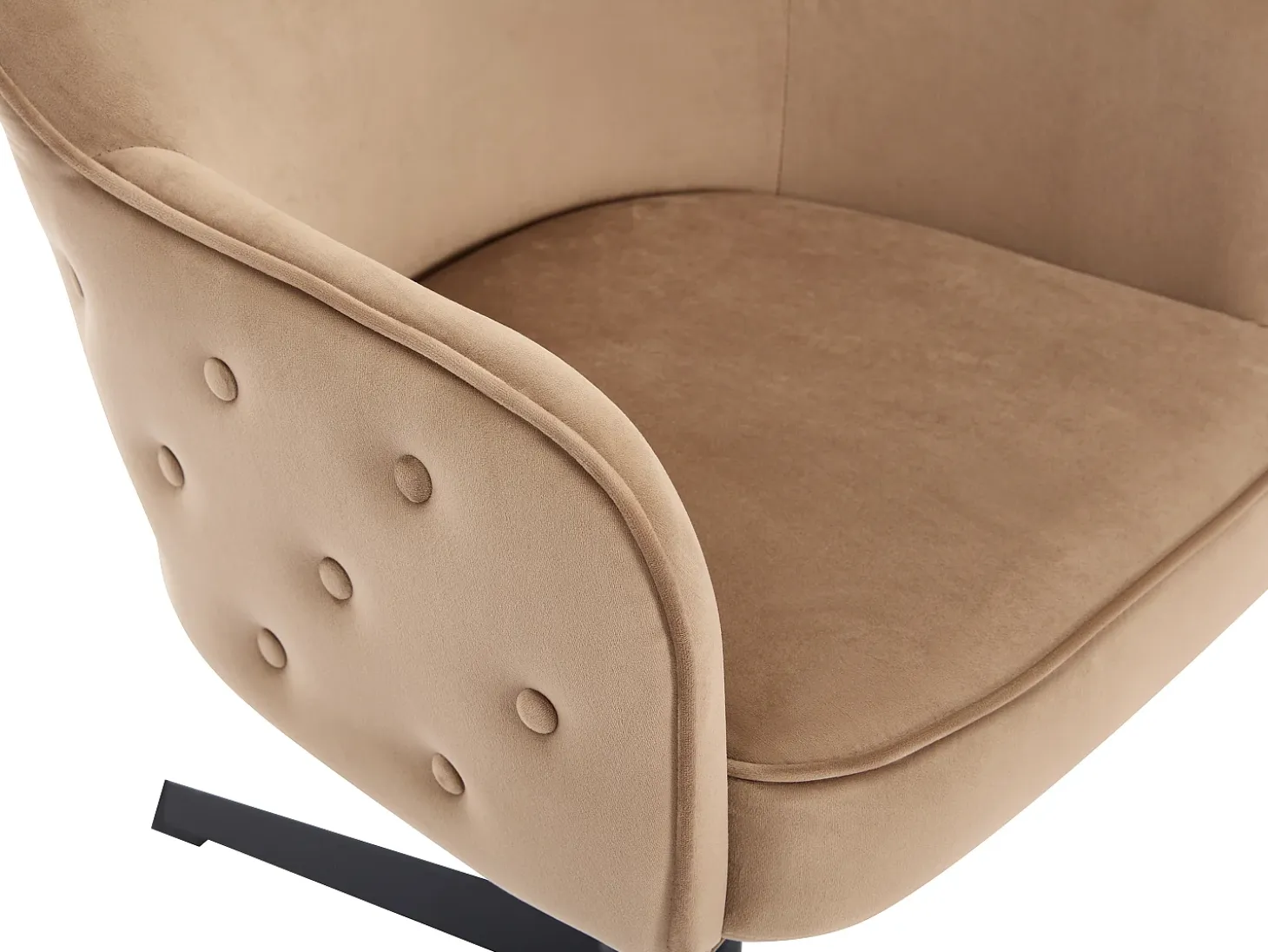 Silla de oficina de terciopelo beige y metal negro - CAPULI
