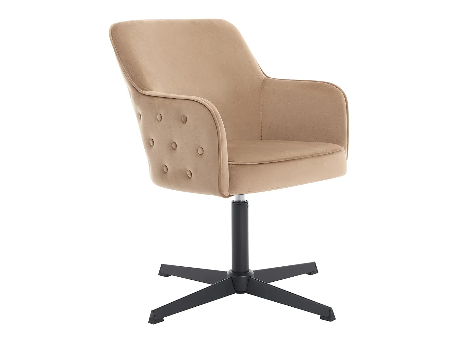 Silla de oficina de terciopelo beige y metal negro - CAPULI