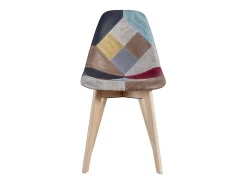 Silla de piel sintética con patchwork rojo y patas de haya maciza clara – Modelo Vinko