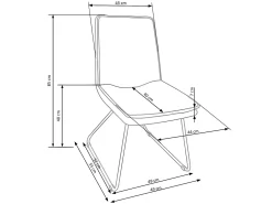 Silla de polipiel / tela gris claro Patas de acero negro