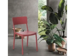 Silla de polipropileno de diseño moderno para cocina, bar, restaurante, jardín Liner - Rojo