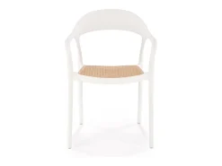 Silla de polipropileno de diseño Osanna blanca y con aspecto de ratán