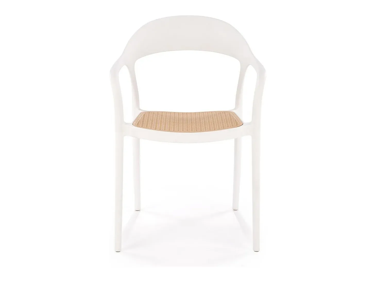 Silla de polipropileno de diseño Osanna blanca y con aspecto de ratán