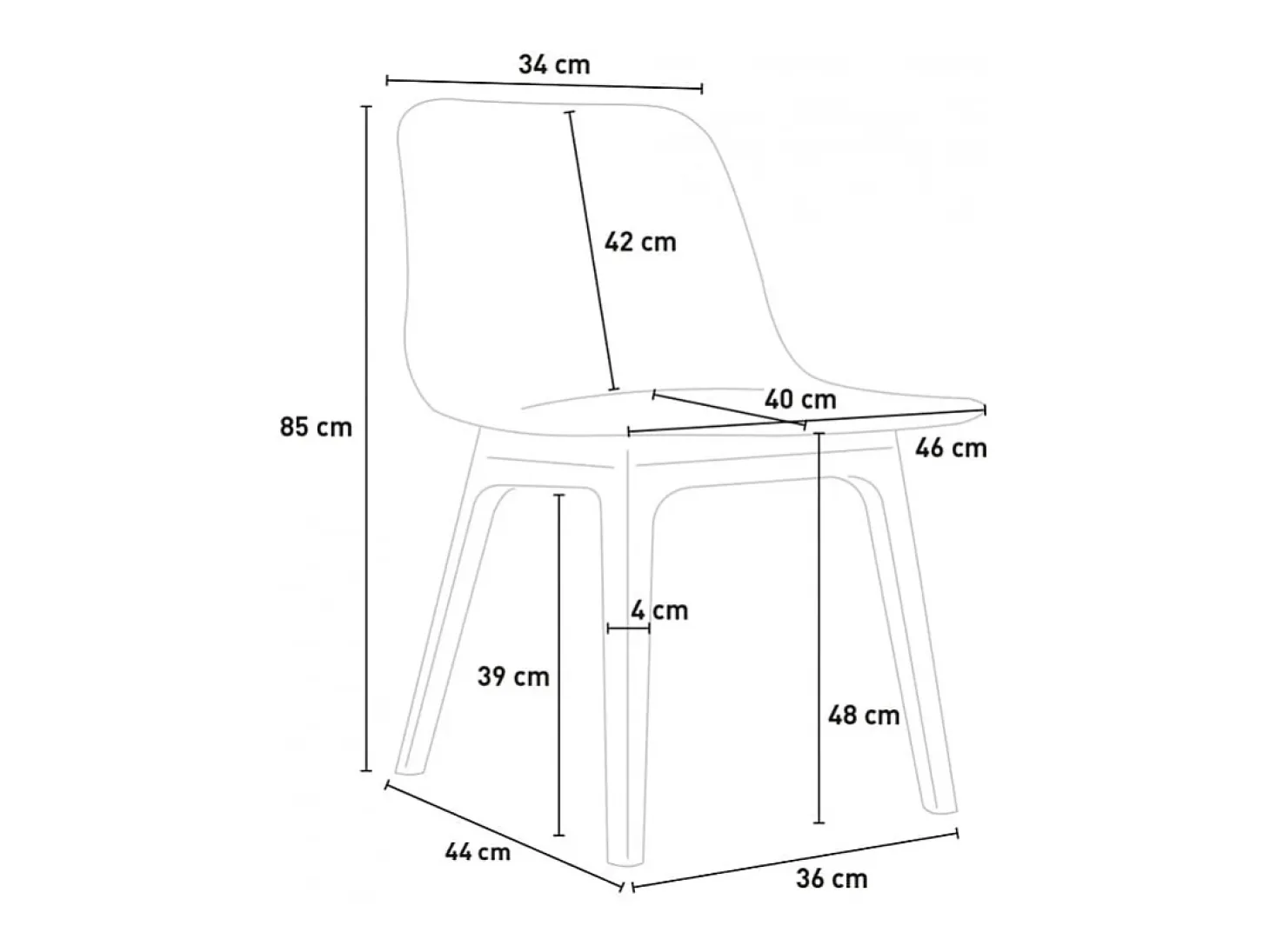 Silla de polipropileno para cocina, bar, restaurante, jardín moderno Bluetit - Blanco