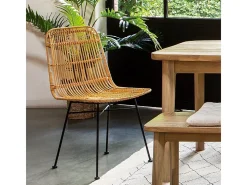 Silla de Ratán Natural y Metal Negro Atmosphera - Estilo Natural y Elegante
