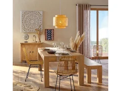 Silla de Ratán Natural y Metal Negro Atmosphera - Estilo Natural y Elegante