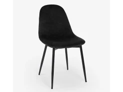Silla de restaurante de cocina de comedor en terciopelo de diseño moderno Lozan - Negro
