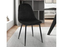 Silla de restaurante de cocina de comedor en terciopelo de diseño moderno Lozan - Negro