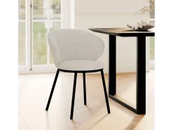 Silla de tejido beige con patas de metal negro - Angèle