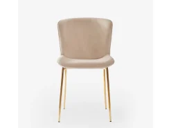 Silla de tela de diseño para salón-comedor con patas doradas Virin - Beige