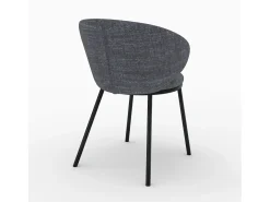 Silla de tela gris y patas de metal negro - Angèle